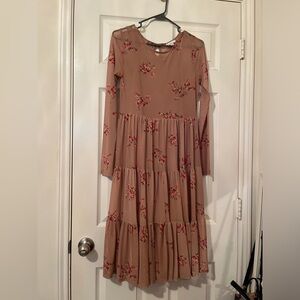 Floral pink midi dress